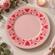 Valentine's Day Decorative Charger Plate – Pink Heart Scroll Border - MintiHome