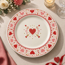 Valentine's Day Decorative Charger Plate – Heart Border Arrow Centre - MintiHome