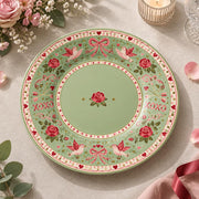 Valentine's Day Decorative Charger Plate – Sage Rose Ribbon Centre - MintiHome