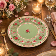 Valentine's Day Decorative Charger Plate – Sage Rose Ribbon Centre - MintiHome