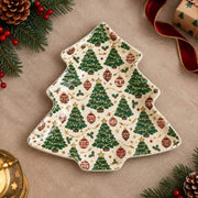 Christmas Decorative Charger Plate – Patterned Tree Allover - MintiHome