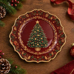 Christmas Decorative Charger Plate – Gold Wreath Tree - MintiHome