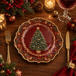 Christmas Decorative Charger Plate – Gold Wreath Tree - MintiHome