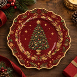 Christmas Decorative Charger Plate – Gold Swag Tree - MintiHome