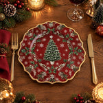 Christmas Decorative Charger Plate – Wreath Centre Tree Bows - MintiHome