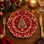 Christmas Decorative Charger Plate – Cream Wreath Tree - MintiHome