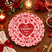 Valentine's Day Decorative Charger Plate – Red Valentine Heart Script - MintiHome