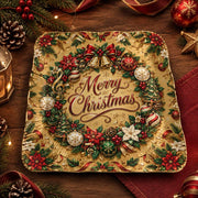 Christmas Decorative Charger Plate – Gold Bauble Wreath Greeting - MintiHome