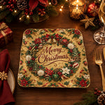 Christmas Decorative Charger Plate – Gold Bauble Wreath Greeting - MintiHome