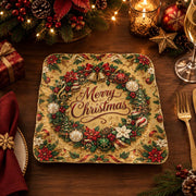 Christmas Decorative Charger Plate – Gold Bauble Wreath Greeting - MintiHome