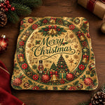 Christmas Decorative Charger Plate – Gold Greeting Bell Village - MintiHome