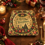 Christmas Decorative Charger Plate – Gold Greeting Bell Village - MintiHome