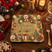 Christmas Decorative Charger Plate – Gold Bells Gift Greeting - MintiHome