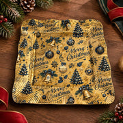 Christmas Decorative Charger Plate – Gold Repeat Greeting Bauble - MintiHome