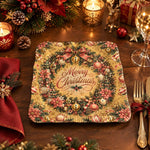 Christmas Decorative Charger Plate – Gold Pink Bauble Wreath - MintiHome