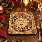 Christmas Decorative Charger Plate – Gold Pink Bauble Wreath - MintiHome