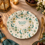 Ramadan Decorative Charger Plate – Cream Ramadan Kareem Lantern Flow - MintiHome