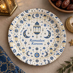 Ramadan Decorative Charger Plate – Light Blue Ramadan Kareem Lantern - MintiHome