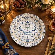 Ramadan Decorative Charger Plate – Light Blue Ramadan Kareem Lantern - MintiHome