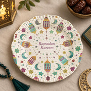 Ramadan Decorative Charger Plate – Cream Ramadan Kareem Lantern Border - MintiHome