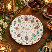 Ramadan Decorative Charger Plate – Cream Ramadan Kareem Lantern Border - MintiHome