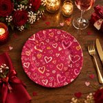 Valentine's Day Decorative Charger Plate – Berry Gold Heart Scatter - MintiHome