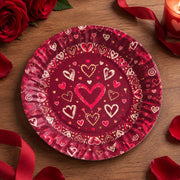 Valentine's Day Decorative Charger Plate – Deep Red Heart Sunburst - MintiHome
