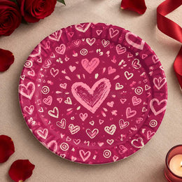 Valentine's Day Decorative Charger Plate – Fuchsia Heart Field - MintiHome