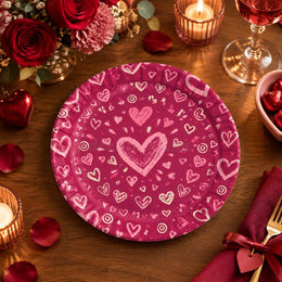 Valentine's Day Decorative Charger Plate – Fuchsia Heart Field - MintiHome