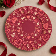 Valentine's Day Decorative Charger Plate – Burgundy Heart Frame Centre - MintiHome