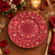 Valentine's Day Decorative Charger Plate – Burgundy Heart Frame Centre - MintiHome