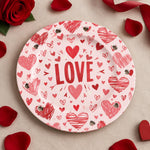 Valentine's Day Decorative Charger Plate – Cream Pink Love Hearts - MintiHome