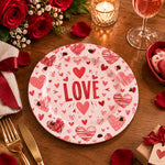 Valentine's Day Decorative Charger Plate – Cream Pink Love Hearts - MintiHome