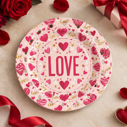 Valentine's Day Decorative Charger Plate – Cream Red Love Ring - MintiHome