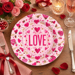 Valentine's Day Decorative Charger Plate – Cream Red Love Ring - MintiHome