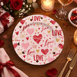 Valentine's Day Decorative Charger Plate – Blush Love Heart Script - MintiHome