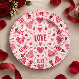 Valentine's Day Decorative Charger Plate – Pink Love Heart Field - MintiHome
