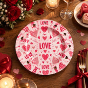 Valentine's Day Decorative Charger Plate – Pink Love Heart Field - MintiHome