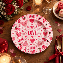 Valentine's Day Decorative Charger Plate – Pink Love Heart Field - MintiHome