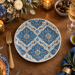 Ramadan Decorative Charger Plate – Cream Blue Ogee Lattice - MintiHome
