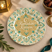 Ramadan Decorative Charger Plate – Cream Arabesque Ramadan Kareem - MintiHome