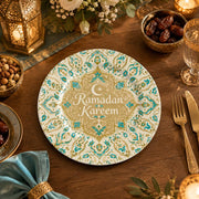 Ramadan Decorative Charger Plate – Cream Arabesque Ramadan Kareem - MintiHome