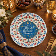 Ramadan Decorative Charger Plate – Red Kareem Calligraphy Medallion - MintiHome