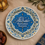 Ramadan Decorative Charger Plate – Blue Ramadan Kareem Blossoms - MintiHome