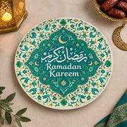 Ramadan Decorative Charger Plate – Green Ramadan Kareem Tile Medallion - MintiHome