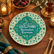 Ramadan Decorative Charger Plate – Green Ramadan Kareem Tile Medallion - MintiHome
