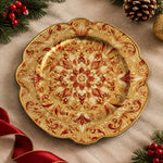 Christmas Decorative Charger Plate – Gold Red Mandala Medallion - MintiHome