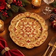 Christmas Decorative Charger Plate – Gold Red Mandala Medallion - MintiHome