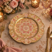 Christmas Decorative Charger Plate – Cream Pink Mandala Medallion - MintiHome