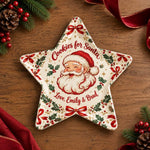 Christmas Decorative Charger Plate – Cream Santa Ribbon Wreath - MintiHome